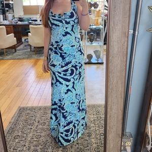 Lilly Pulitzer Merrill Maxi High Tide Scuba Doo Dress